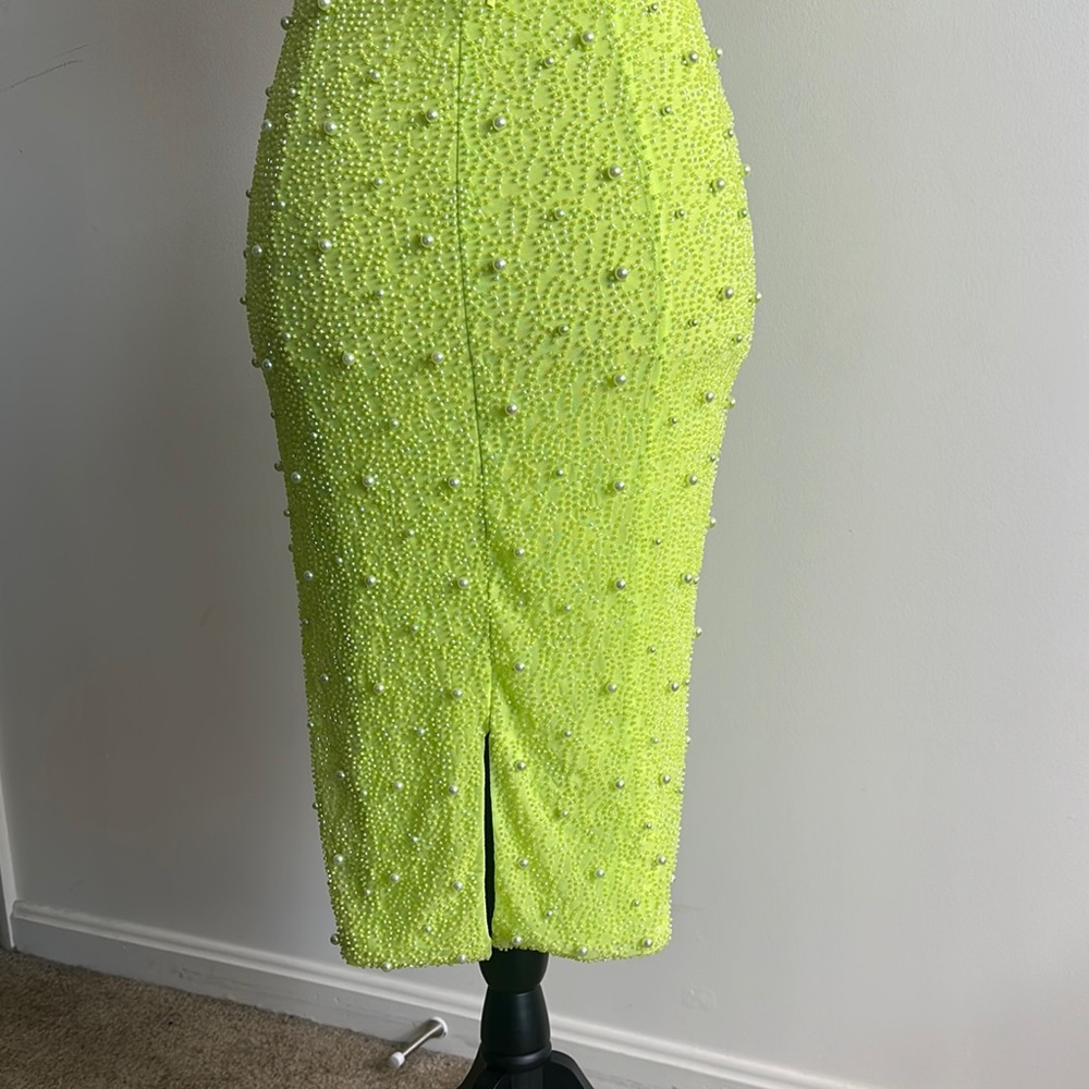 Lime Green Beaded Dress - Picture 5 of 5